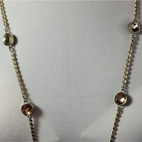 Banana Republic Necklace Glass Stone Crystal Opera Length 34" Chain Wrap Layer - Picture 5 of 5
